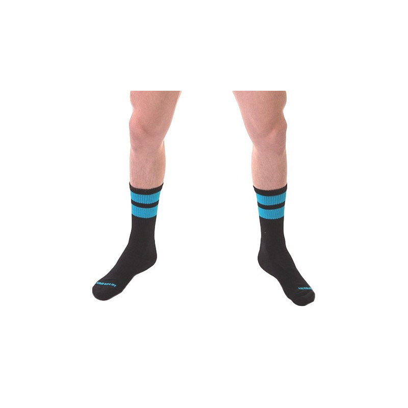 Barcode Berlin Chaussettes Gym Socks Noir-Bleu fluo